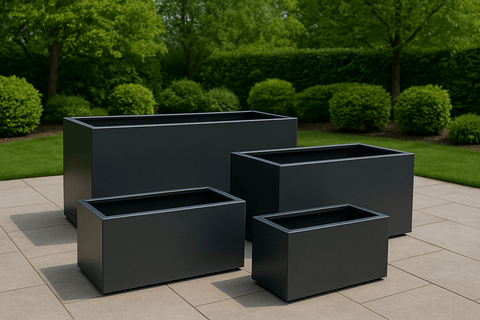 Metal planters UK made from durable Aluminium for gardens and outdoor spaces