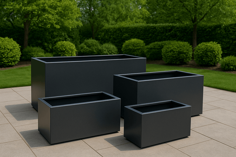 Metal planters UK made from durable Aluminium for gardens and outdoor spaces