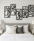 5 circular panels metal wall art UK mounted on wall