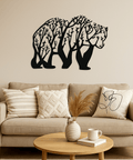 Bear tree metal wall art UK with detailed cut design