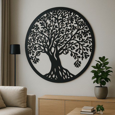 Tree of life metal wall art UK displayed in modern home