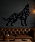 Wolf tree metal wall art UK displayed in modern home