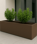 Aluminium trough planter for contemporary garden landscaping