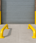 Lorry dock wheel guides UK straight pair installed at loading bay
