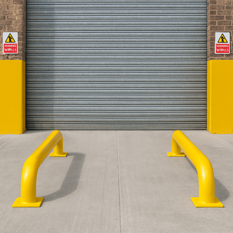 Lorry dock wheel guides UK straight pair installed at loading bay