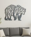 Bear tree metal wall art UK mounted on garden wall