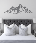 Mountain scape metal wall art UK mounted on garden wall