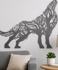 Wolf tree metal wall art UK mounted on garden wall