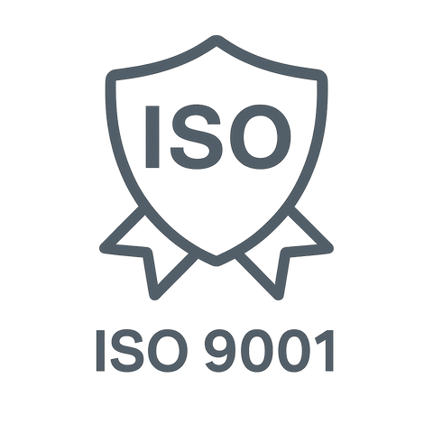 ISO 9001 accredited icon – shield outline