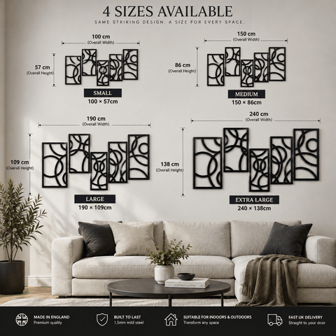 5 Circular Panels Metal Wall Art UK for Home & Garden - The Metal Hut