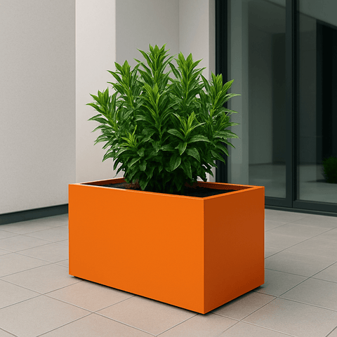 British-made aluminium trough planter with clean modern design