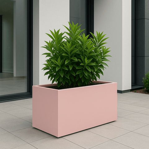 Modern aluminium trough garden planter for outdoor use
