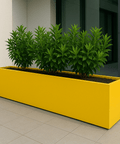 Outdoor aluminium trough planter used for structured planting